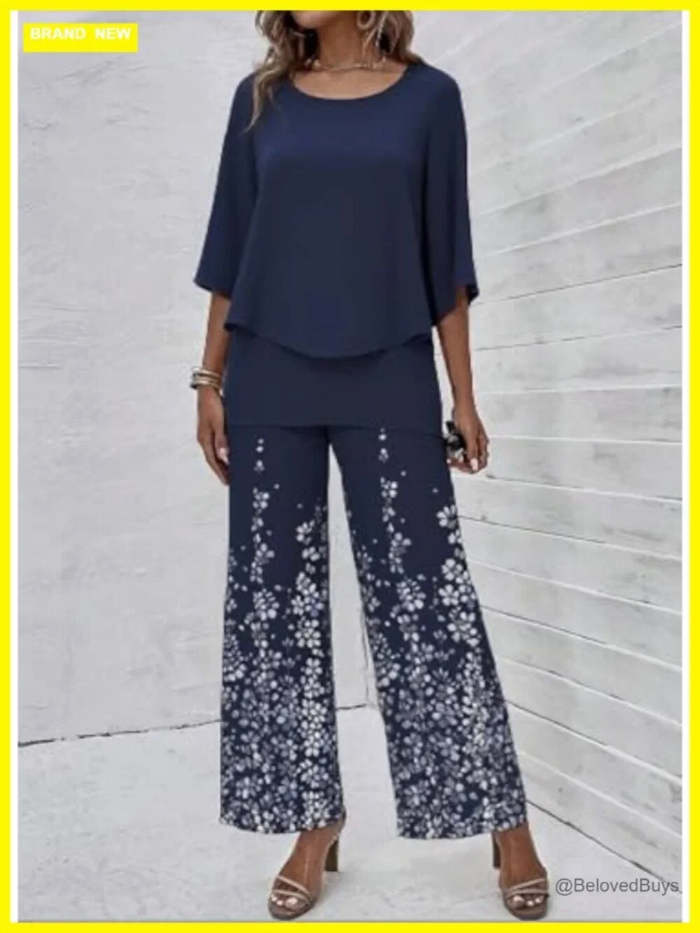 3/4 Sleeve Wide Leg Pant Set Women Travel Outfit Casual Matching Tracksuit